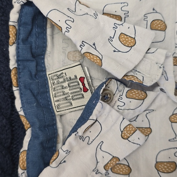 DAPPER DUDE & LITTLE LAD Navy Cardigan White Printed Button Down Shirt 18 months - Picture 2 of 5